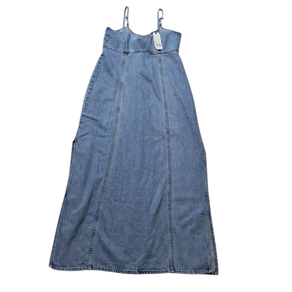 NWT Rolla's Cleo Maxi Denim Dress Women's 8 Short Blue Light Wash Slit Western